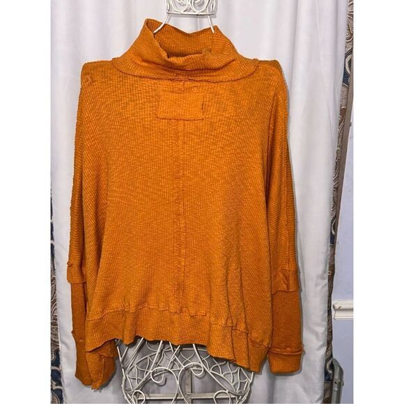 Beautiful Free People Free People Sunbaby Mock Neck Drop Shoulder Ribbed Top  si - Picture 5 of 6